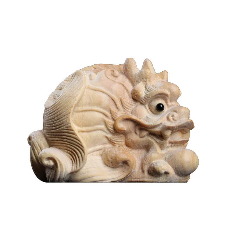 Boxwood 6cm Dragon Fish Sculpture Lucky Collection Feng Shui Chinese God Animal Home Decor