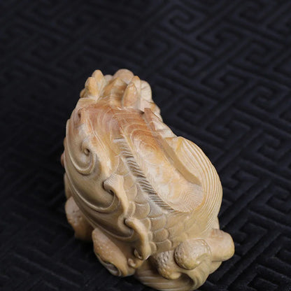 Boxwood 6cm Dragon Fish Sculpture Lucky Collection Feng Shui Chinese God Animal Home Decor