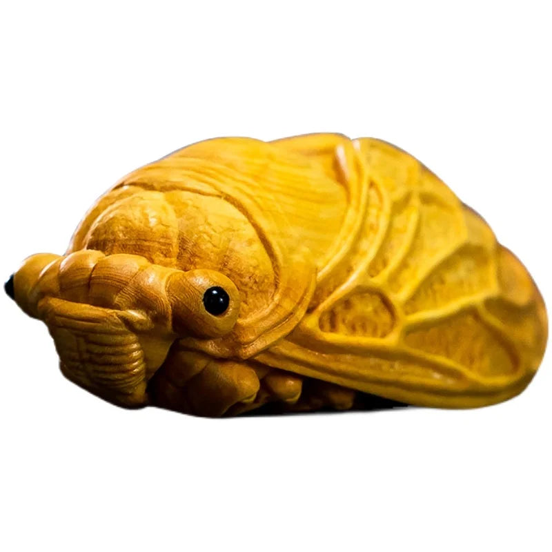 Boxwood 7.5 cm Insect Wealth Golden Cicada Collectible Car Pendant Small Pendant Home Decoration Crafts