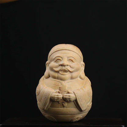 Boxwood 7.5cm Elder Sculpture Grandpa Grandma Wood Statue Lucky Birthday Gift Home Decor