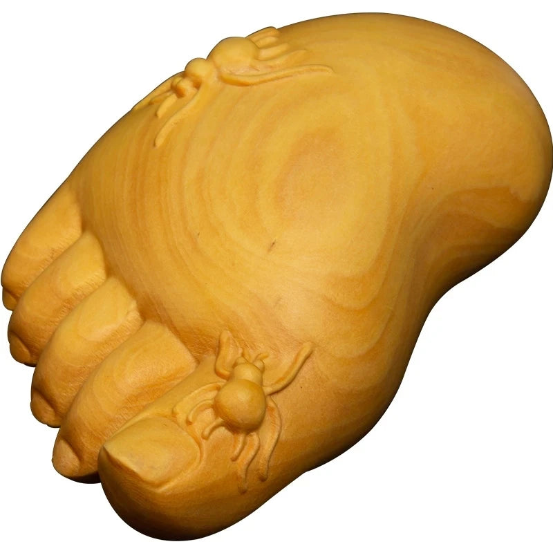 Boxwood 7 Cm Foot Sculpture Wood Carving Chinese Mascot Statue Small Spider Foot Pendant Car Hanging Home Decor