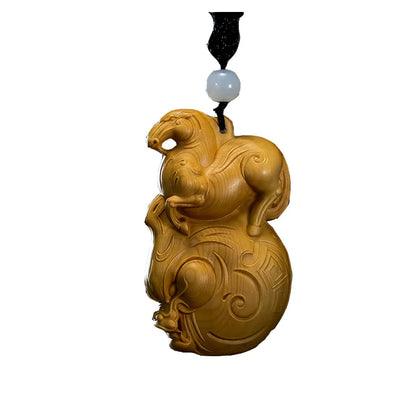 Boxwood 7 cm animal dragon horse spirit mascot sculpture collection home crafts car decoration animal small pendant