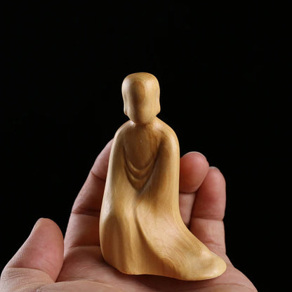 Boxwood 7cm 10cm Buddha Sculpture Wood Carving Zen Buddha Statue Collection Home Decor