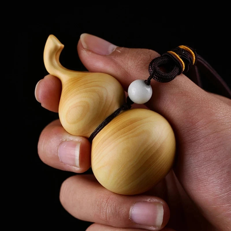 Boxwood 7cm Calabash Gourd Craft Decor Jewelry Gift Accessories Pendant Chinese Natural Wooden Home Decore