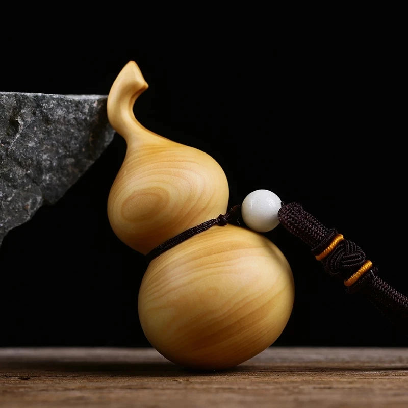 Boxwood 7cm Calabash Gourd Craft Decor Jewelry Gift Accessories Pendant Chinese Natural Wooden Home Decore
