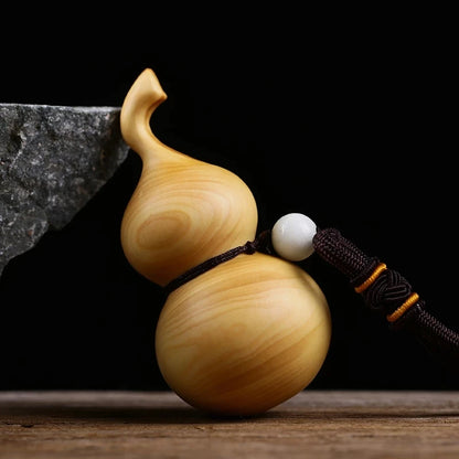 Boxwood 7cm Calabash Gourd Craft Decor Jewelry Gift Accessories Pendant Chinese Natural Wooden Home Decore