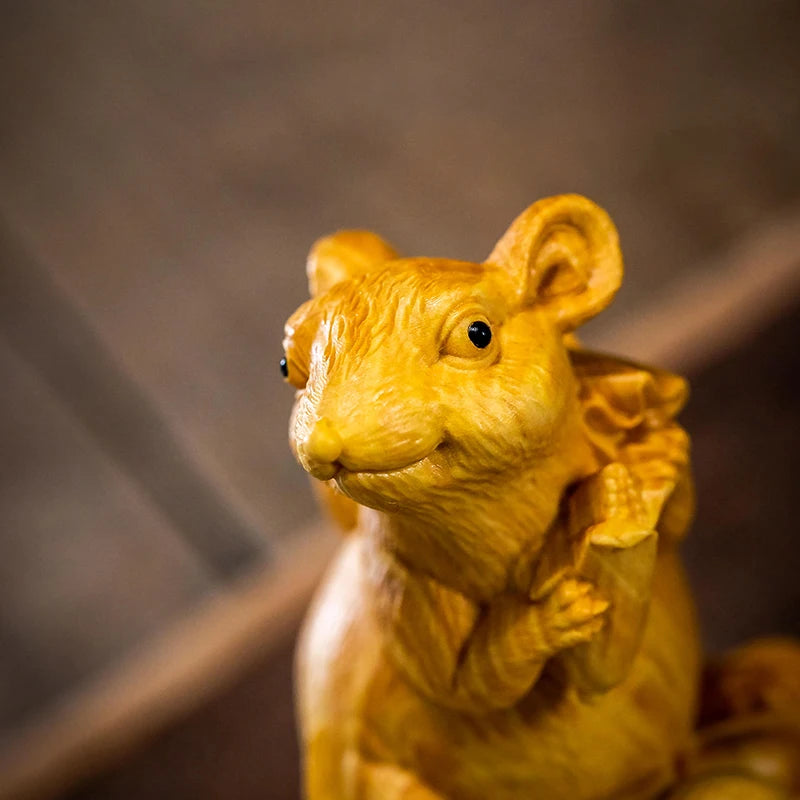 Boxwood 7cm Chinese traditional mascot Chinese zodiac lucky rat Chinese handicrafts small ornaments