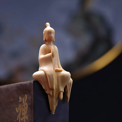 Boxwood 8/10cm Guanyin Bodhisattva Buddha Wood Carving Statue Mascot Myth Figure Sculpture Home Decor