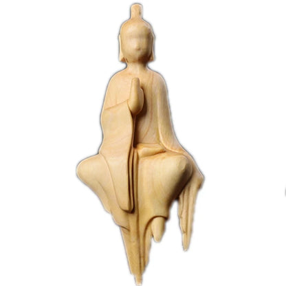 Boxwood 8/10cm Guanyin Bodhisattva Buddha Wood Carving Statue Mascot Myth Figure Sculpture Home Decor
