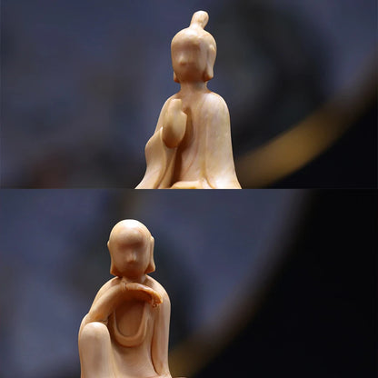 Boxwood 8/10cm Guanyin Bodhisattva Buddha Wood Carving Statue Mascot Myth Figure Sculpture Home Decor