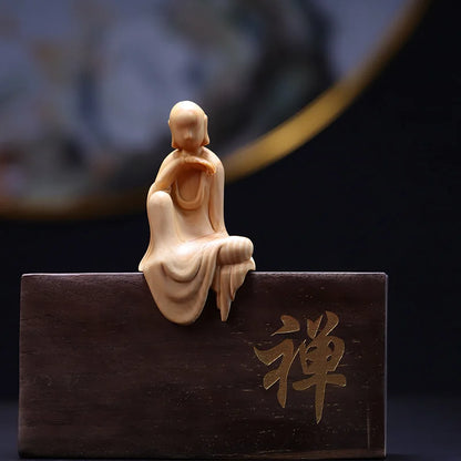 Boxwood 8/10cm Guanyin Bodhisattva Buddha Wood Carving Statue Mascot Myth Figure Sculpture Home Decor