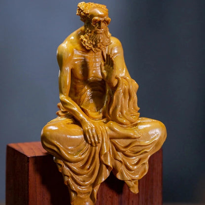 Boxwood 8-14cm Dharma Sculpture Wood Carving Buddha Statue Worship Feng Shui Monk Home Decor