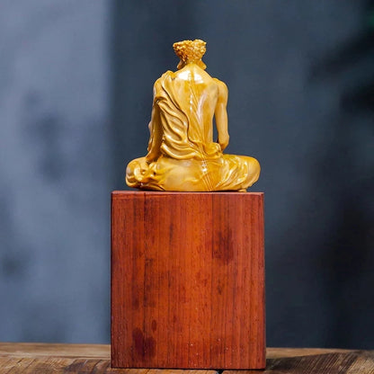 Boxwood 8-14cm Dharma Sculpture Wood Carving Buddha Statue Worship Feng Shui Monk Home Decor