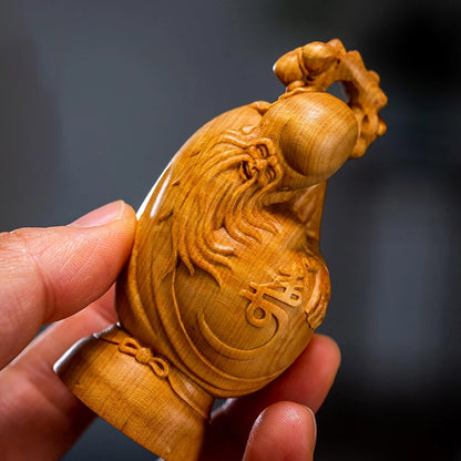 Boxwood 8 cm carved solid wood Buddha crafts home Fortune Feng Shui Small Ornaments Fu Lu Shou Samsung