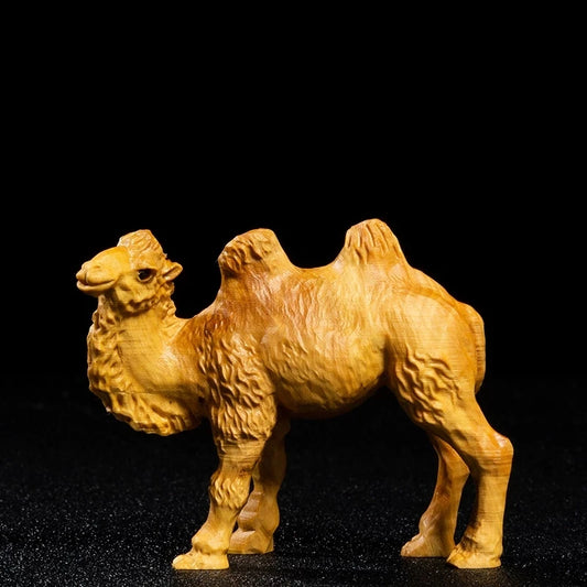 Boxwood 8CM Camel Sculpture Animal Wood Statue Desert Ship Collection Home Decor