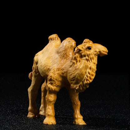 Boxwood 8CM Camel Sculpture Animal Wood Statue Desert Ship Collection Home Decor