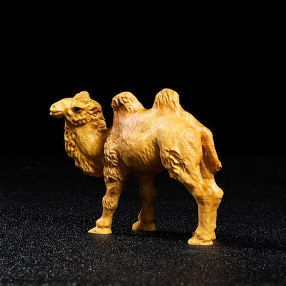 Boxwood 8CM Camel Sculpture Animal Wood Statue Desert Ship Collection Home Decor