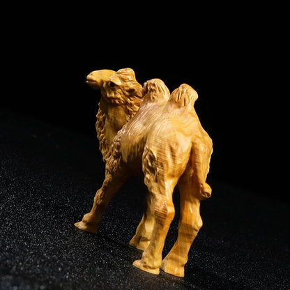 Boxwood 8CM Camel Sculpture Animal Wood Statue Desert Ship Collection Home Decor