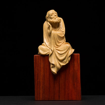 Boxwood 8cm 11cm Dharma Sculpture Wood Carving Buddha Statue Zen Buddhism Home Decor