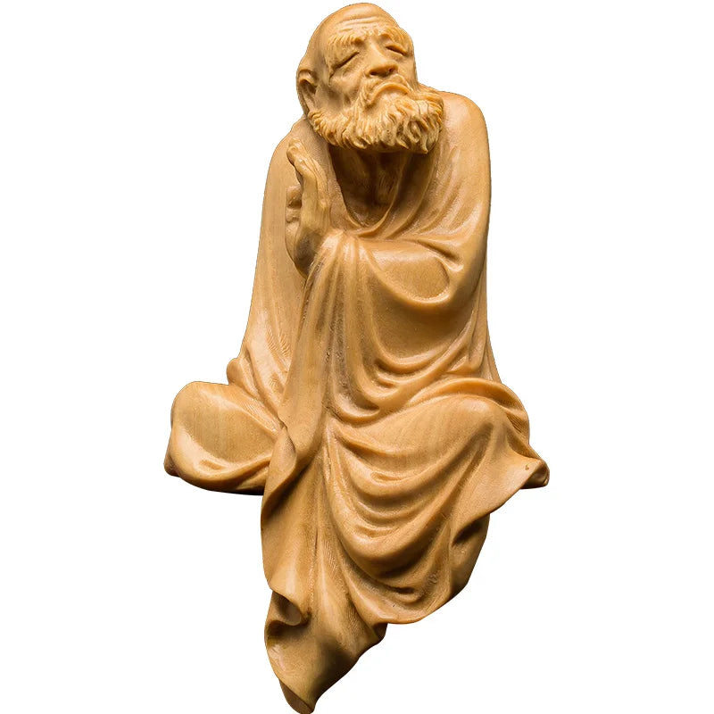 Boxwood 8cm 11cm Dharma Sculpture Wood Carving Buddha Statue Zen Buddhism Home Decor