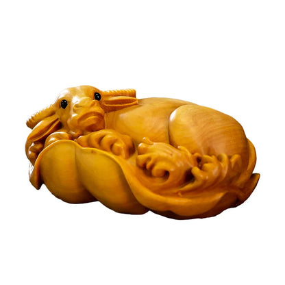Boxwood 8cm Chinese Chinese Zodiac Animal Sculpture Furniture Decoration pendant collection mascot bull