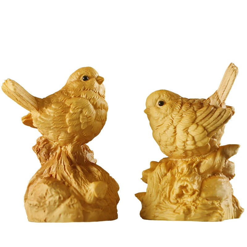 Boxwood 8cm Magpie Sculpture Lucky Animal Wood Statue Realistic Sculpture Home Decoration