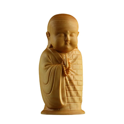 Boxwood 8cm Monk Sculpture Wood Buddha Statue Zen Collection Little Monk Home Decor