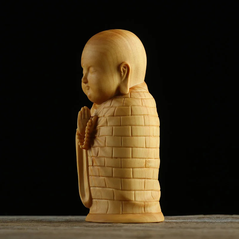 Boxwood 8cm Monk Sculpture Wood Buddha Statue Zen Collection Little Monk Home Decor