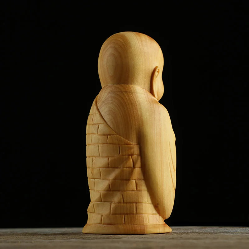 Boxwood 8cm Monk Sculpture Wood Buddha Statue Zen Collection Little Monk Home Decor