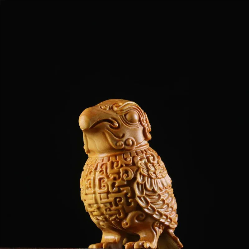 Boxwood 9cm Bird Sculpture Solid Wood Animal Statue Living Room Peaceful Animals Decoration Home Decor