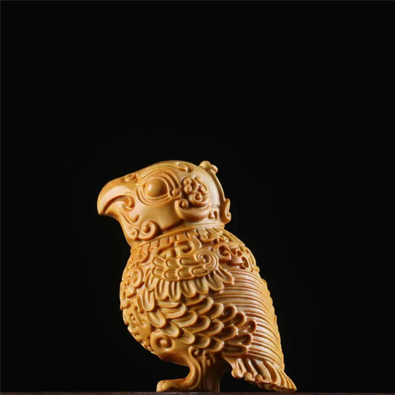 Boxwood 9cm Bird Sculpture Solid Wood Animal Statue Living Room Peaceful Animals Decoration Home Decor