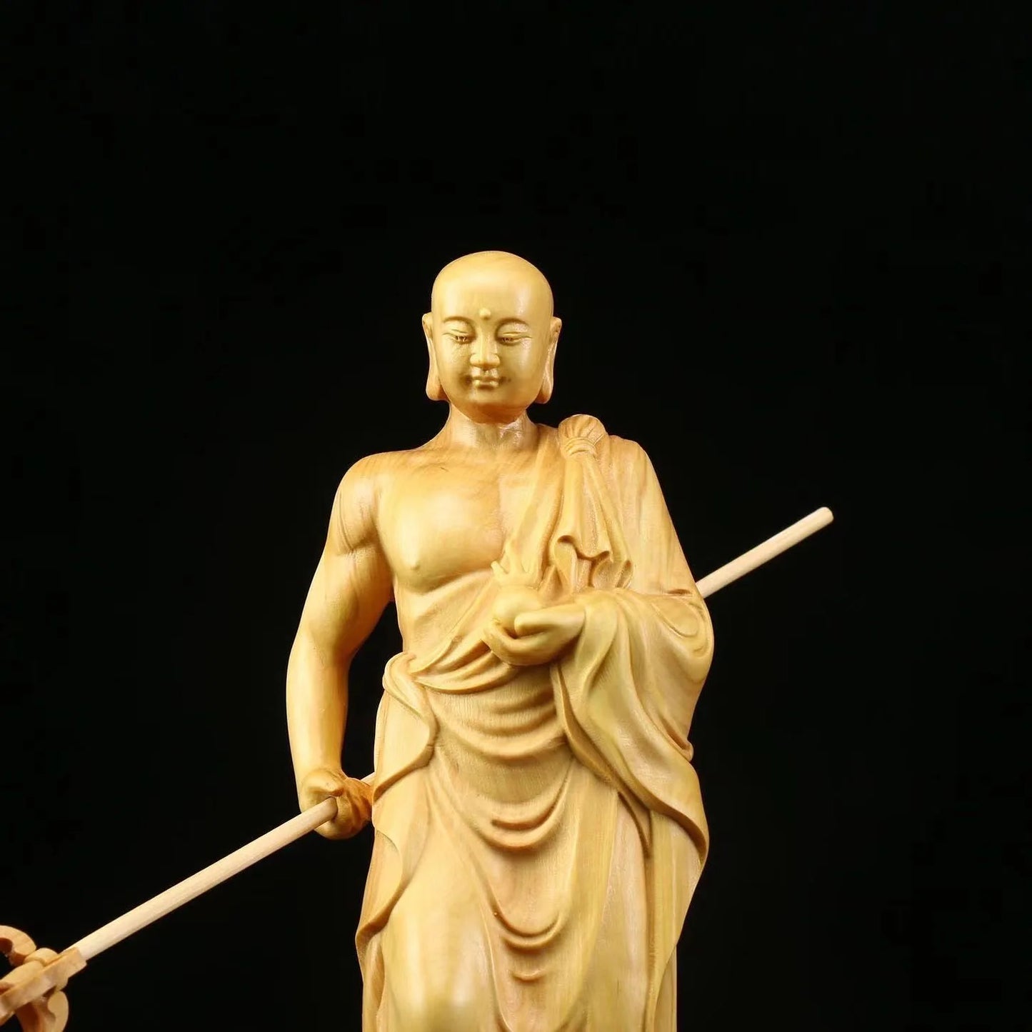 Boxwood Buddha Statue Ksitigarbha Sculpture Dizang Wang Bodhisattva Home Decor Crafts
