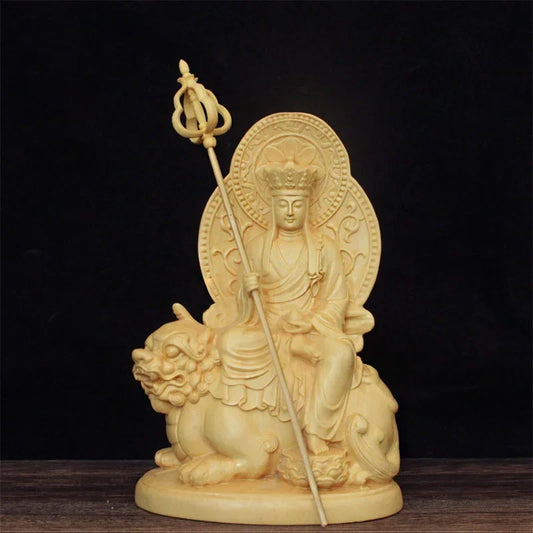 Boxwood Carving Buddha Statue Ornaments Four Bodhisattvas Craft Guanyin Statue