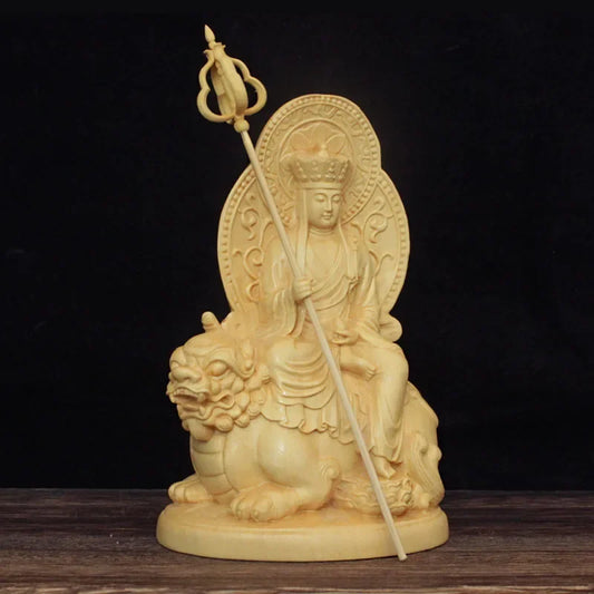 Boxwood Carving Buddha Statue Ornaments Four Bodhisattvas Craft Guanyin Statue