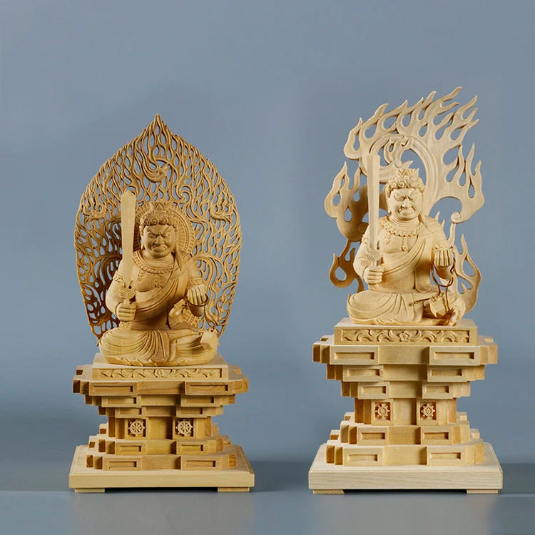 Boxwood Carving Cypress Wood Statue Feng Shui Decoration Wood To Worship The Statue Ming Wang Sculpture Home Decor
