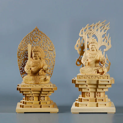 Boxwood Carving Cypress Wood Statue Feng Shui Decoration Wood To Worship The Statue Ming Wang Sculpture Home Decor