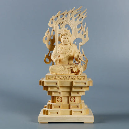 Boxwood Carving Cypress Wood Statue Feng Shui Decoration Wood To Worship The Statue Ming Wang Sculpture Home Decor