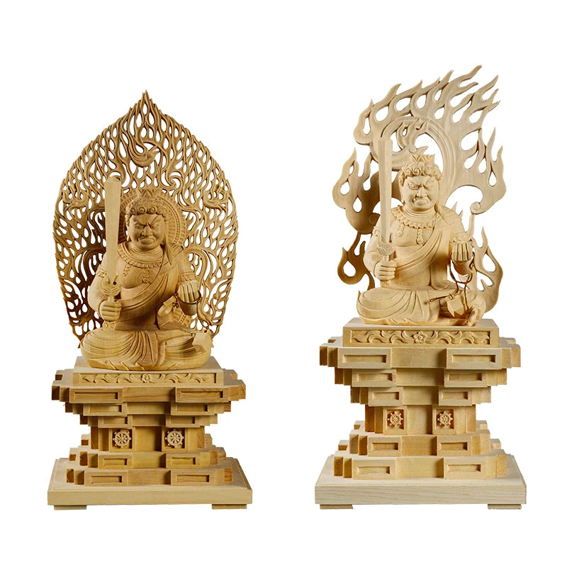Boxwood Carving Cypress Wood Statue Feng Shui Decoration Wood To Worship The Statue Ming Wang Sculpture Home Decor