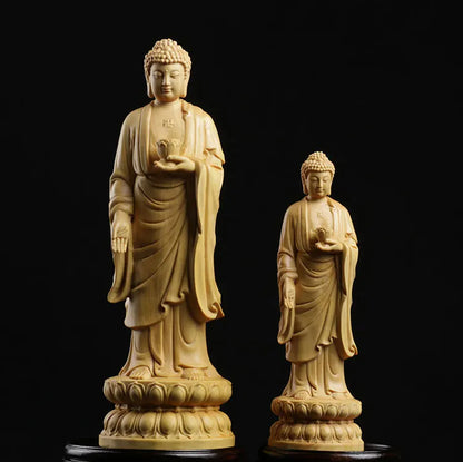 Boxwood Carving Feng Shui  Real Wood Decoration Buddha Sculpture Buda Statue Home Decor