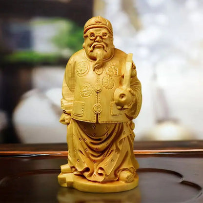 Boxwood Carving God of Fortune Master Hand Objects Home Fortune-making Living Room Small Ornaments