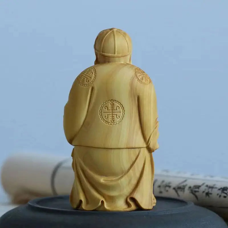 Boxwood Carving God of Fortune Master Hand Objects Home Fortune-making Living Room Small Ornaments