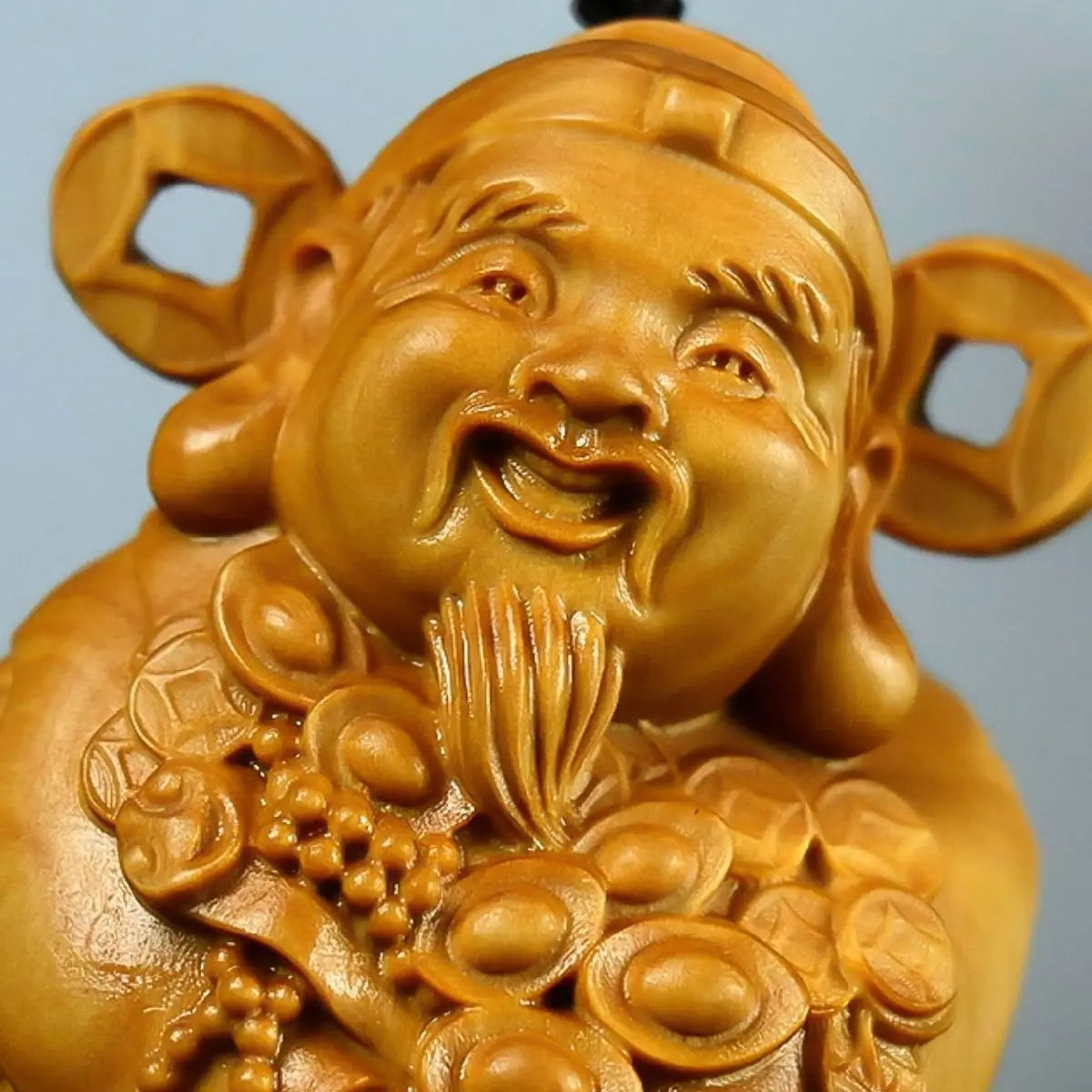 Boxwood Carving God of Wealth Object Jewellery Hanging Pendant Ornament