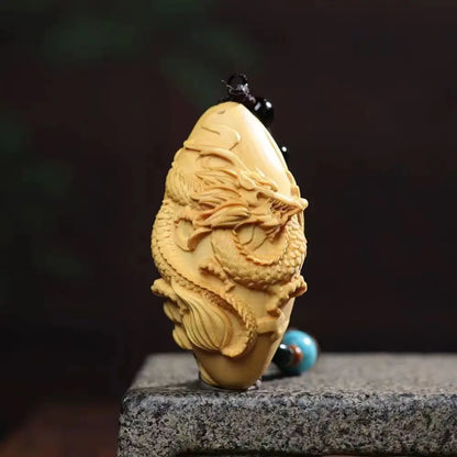 Boxwood Carving Hand Pendant Loulan Girl Character Carry Pendant Solid Wood Pendant Decor