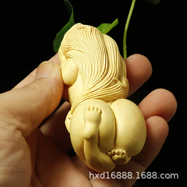 Boxwood Carving Hand Pieces Carving Crafts Massage Playing Characters Beauty
