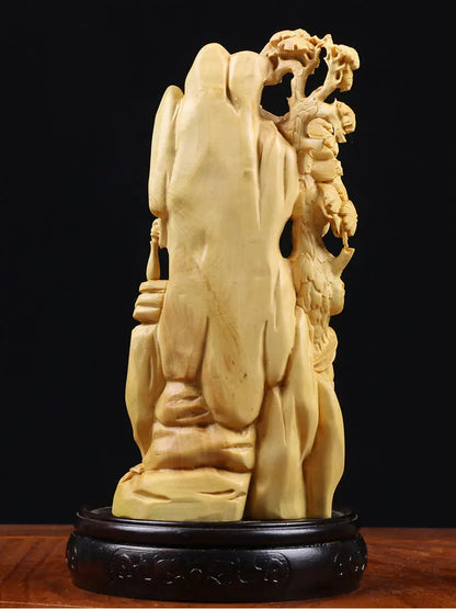 Boxwood Carving Household Ornaments Decoration Craft Wooden Buddha Statue Wenplaygift Guanyin Sculpture Home Decor