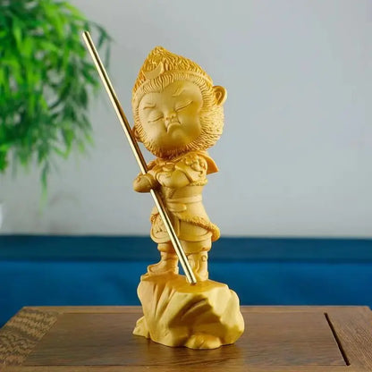 Boxwood Carving Monkey King Monkey Small Ornaments Home Jewellery Hand Toy Objects Decor