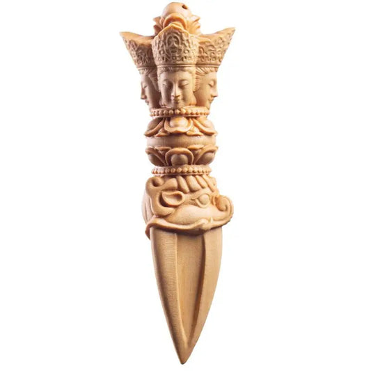 Boxwood Carving Vajra Pestle Type Tool Cliff Cypress Wood Hand Piece Small Pendant Ornaments Artifact Statues for Decoration