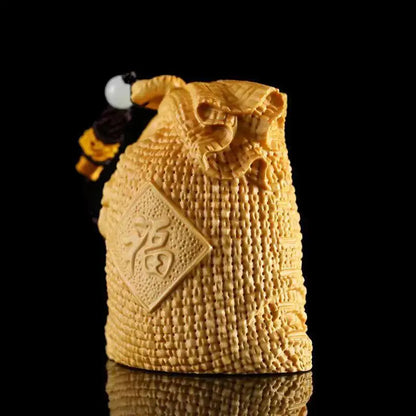 Boxwood Cliff Cypress Wood High Quality Fukubukuro Purse Pendant Carved Amass Fortunes Sculpture Modern Art Home Accessories