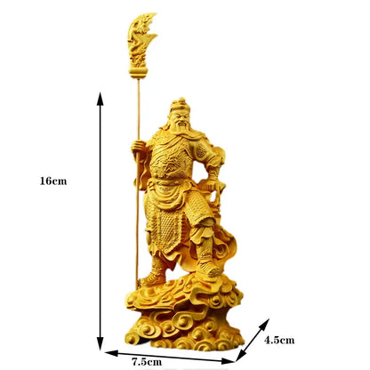 Boxwood  Guan Gong- Figure statue Solid wood Boutique carving God of War Guan Yu Home living room, room art crafts