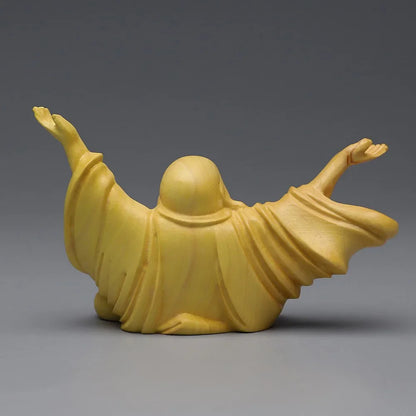 Boxwood High Quality Joy Amitabha Home Decor Carving Big Belly Laughing Buddha Sculpture Statue